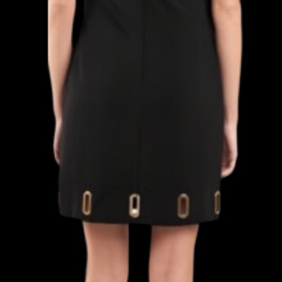 Joseph Ribkoff Black Shift Dress w/ Gold Grommets | Size 4 - Picture 3 of 6
